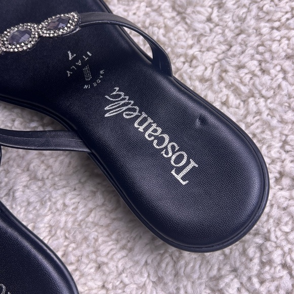 WOMENS BLACK SIZE 7 TOSCANELLA SANDALS WITH RHINESTONE DESIGN SIZE 7 NWOT - Picture 7 of 10
